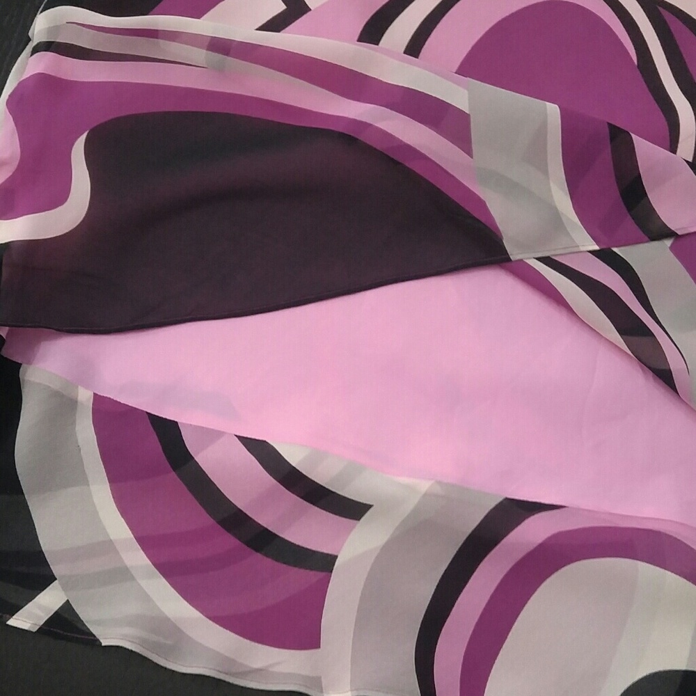 Express silk skirt US S pink multi - Picture 3 of 4